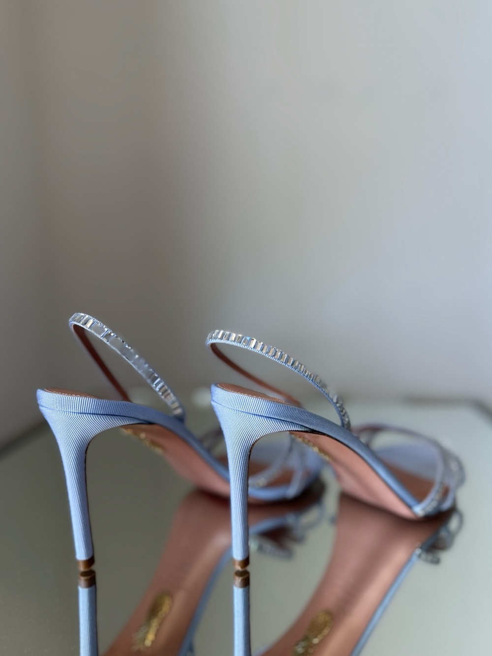 New Aquazzura Memoire crystal-embellished grosgrain sandals $1,115 38 - Picture 7 of 12